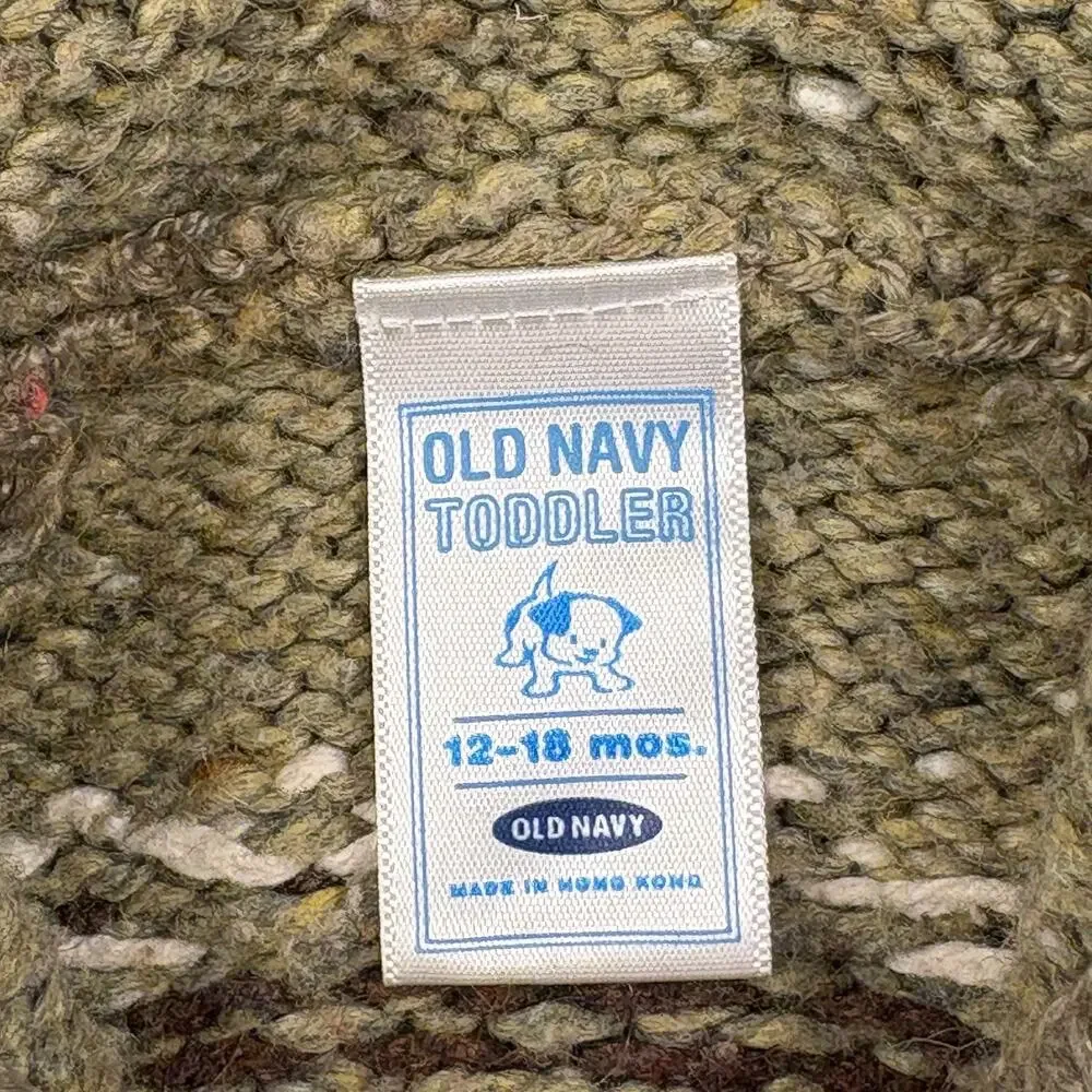 Old Navy Vintage Y2K Fair Isle Hooded Quarter Zip Sweater 12-18M Multicolor